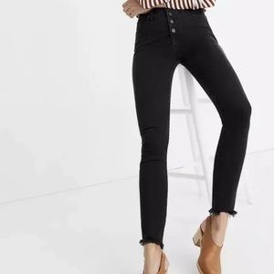 Madewell Size 25 Petite 10” High Riser Skinny Jeans Button Fly Raw Hem Y1